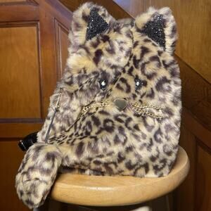 The Children's Place - Girls Youth Furry Leopard Print Cat Mini Backpack - NWOT